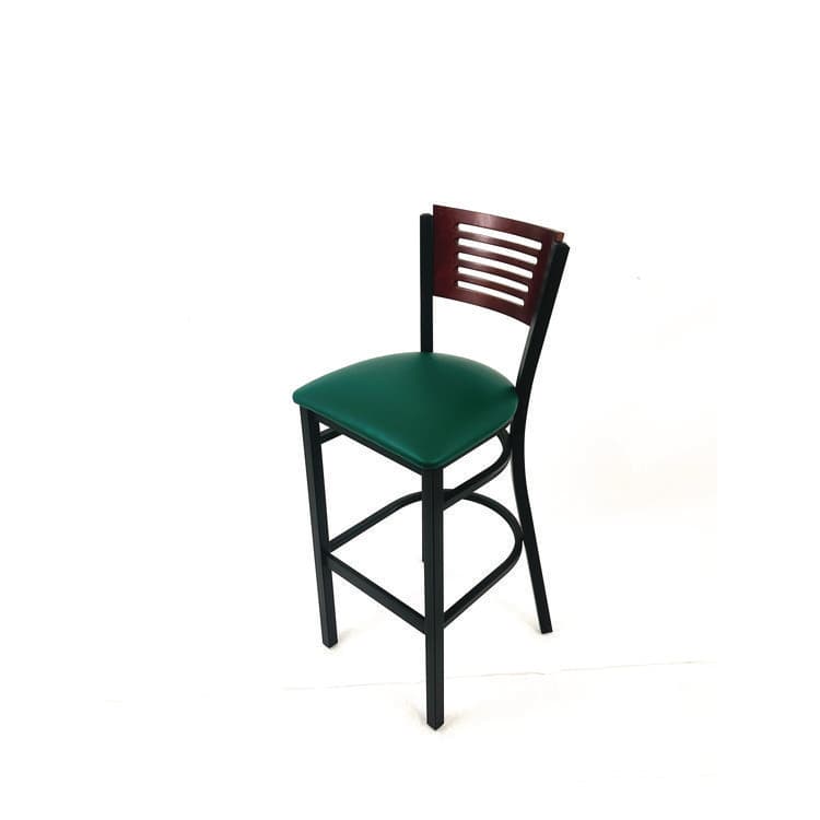 JMC FURNITURE Jones River Series Barstool, Supports Up to 300 lb, 28.5" Seat Height, Green Seat, Dark Mahogany Back, Black Base (JMCJRBBVGRNB) thumbnail 2