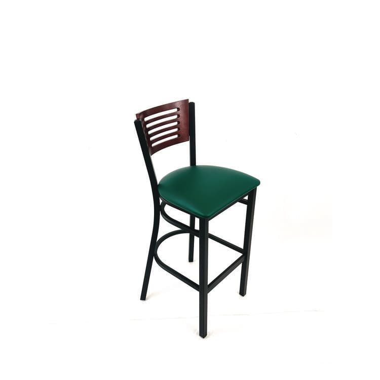 JMC FURNITURE Jones River Series Barstool, Supports Up to 300 lb, 28.5" Seat Height, Green Seat, Dark Mahogany Back, Black Base (JMCJRBBVGRNB) thumbnail 3