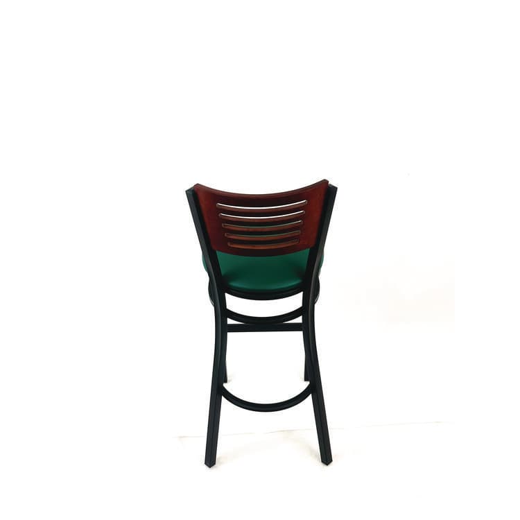 JMC FURNITURE Jones River Series Barstool, Supports Up to 300 lb, 28.5" Seat Height, Green Seat, Dark Mahogany Back, Black Base (JMCJRBBVGRNB) thumbnail 4