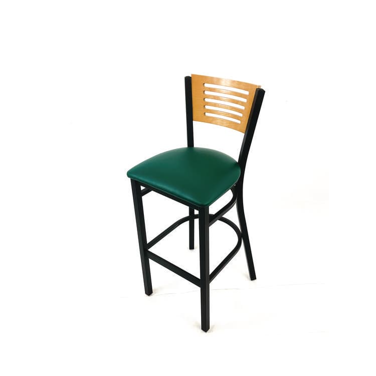 JMC FURNITURE Jones River Series Barstool, Supports Up to 300 lb, 28.5" Seat Height, Green Seat, Natural Back, Black Base (JMCJRBBVGRND) thumbnail 2