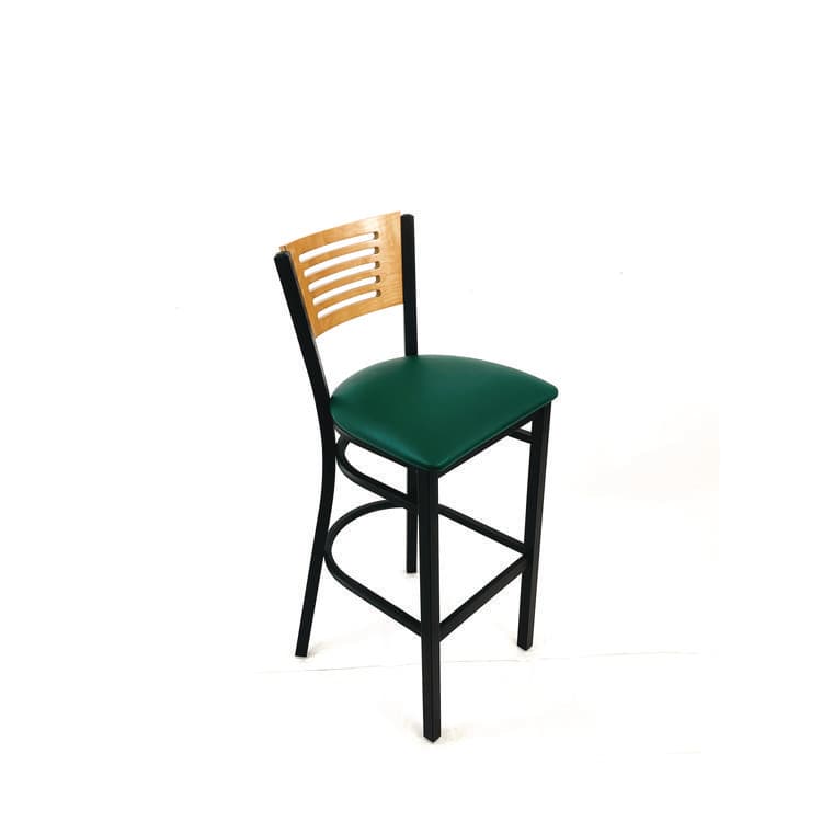 JMC FURNITURE Jones River Series Barstool, Supports Up to 300 lb, 28.5" Seat Height, Green Seat, Natural Back, Black Base (JMCJRBBVGRND) thumbnail 3