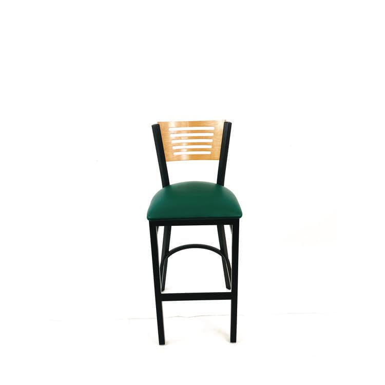 JMC FURNITURE Jones River Series Barstool, Supports Up to 300 lb, 28.5" Seat Height, Green Seat, Natural Back, Black Base (JMCJRBBVGRND)