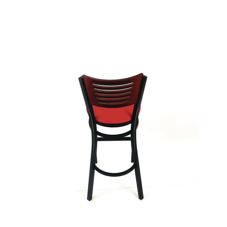 JMC FURNITURE Jones River Series Barstool, Supports Up to 300 lb, 28.5" Seat Height, Red Seat, Dark Mahogany Back, Black Base (JMCJRBBVREDB) thumbnail 4