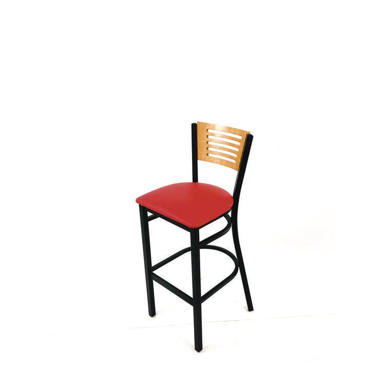 JMC FURNITURE Jones River Series Barstool, Supports Up to 300 lb, 28.5" Seat Height, Red Seat, Natural Back, Black Base (JMCJRBBVREDD) thumbnail 2