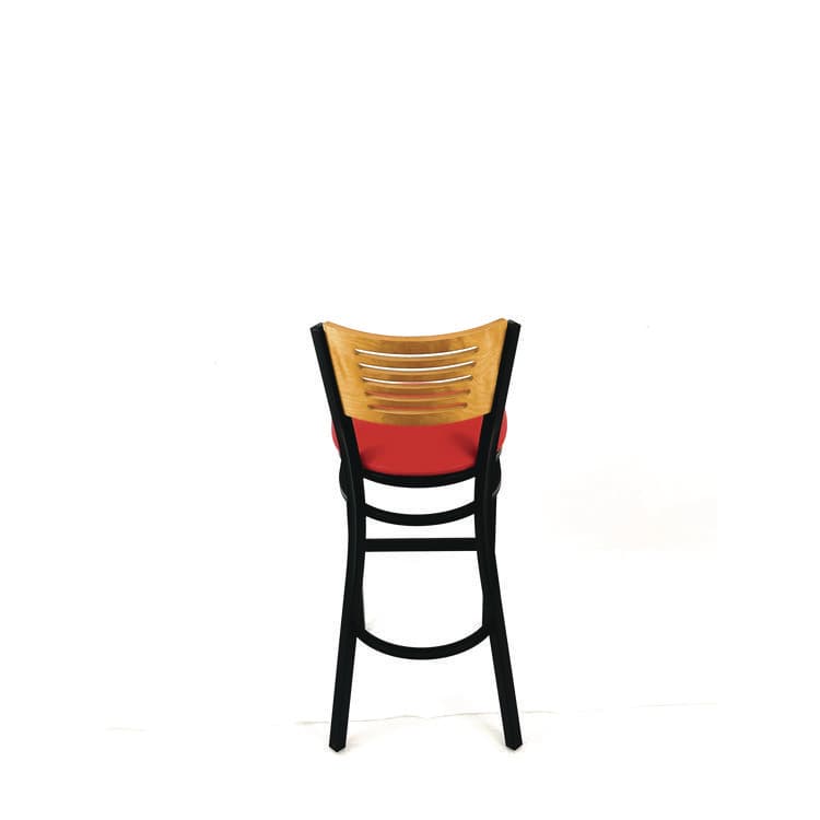 JMC FURNITURE Jones River Series Barstool, Supports Up to 300 lb, 28.5" Seat Height, Red Seat, Natural Back, Black Base (JMCJRBBVREDD) thumbnail 4