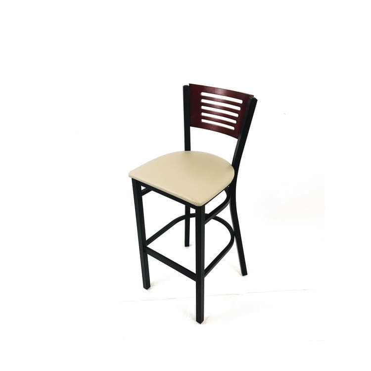 JMC FURNITURE Jones River Series Barstool, Supports Up to 300 lb, 28.5" Seat Height, Taupe Seat, Dark Mahogany Back, Black Base (JMCJRBBVTAUB) thumbnail 2