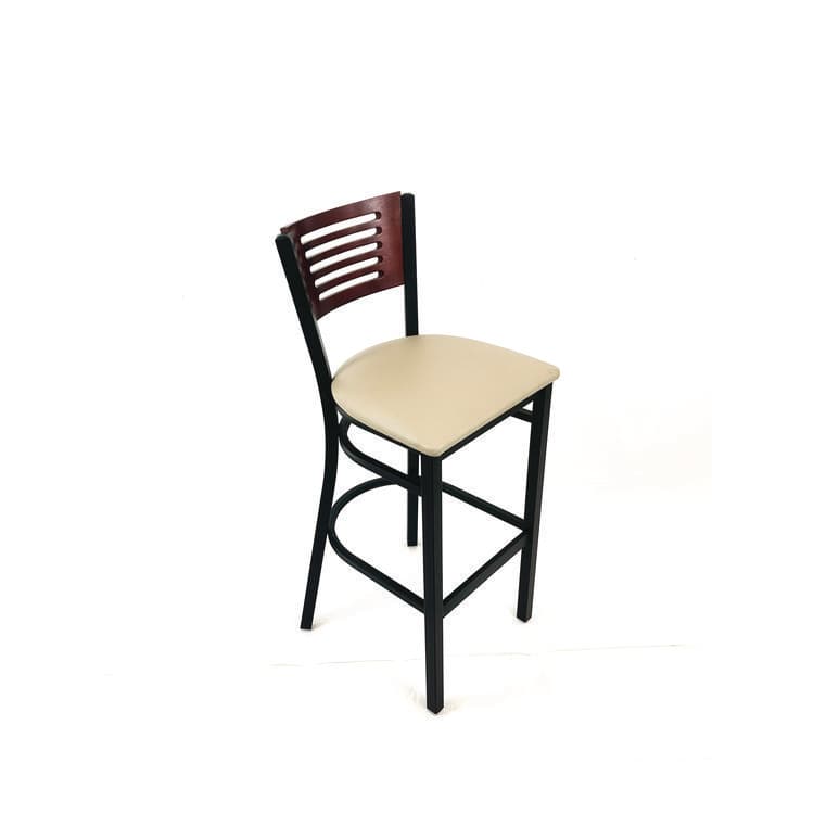JMC FURNITURE Jones River Series Barstool, Supports Up to 300 lb, 28.5" Seat Height, Taupe Seat, Dark Mahogany Back, Black Base (JMCJRBBVTAUB) thumbnail 3