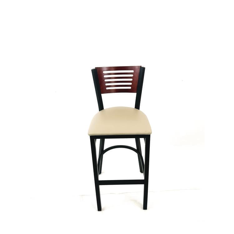 JMC FURNITURE Jones River Series Barstool, Supports Up to 300 lb, 28.5" Seat Height, Taupe Seat, Dark Mahogany Back, Black Base (JMCJRBBVTAUB)