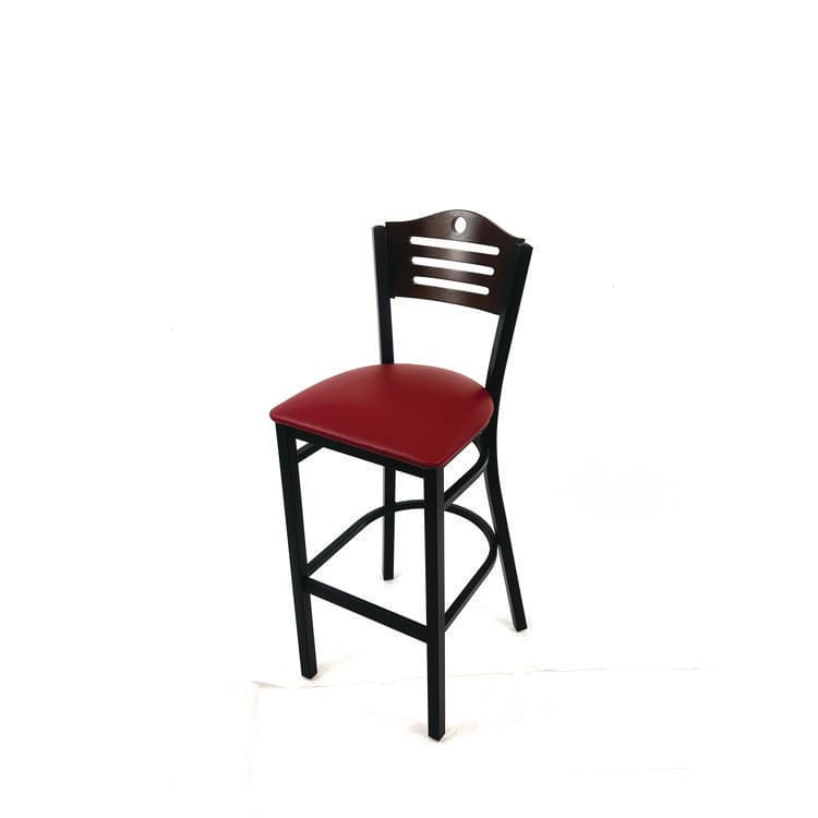 JMC FURNITURE Eagle Series Barstool, Supports Up to 300 lb, 28.5" Seat Height, Burgundy Seat, Dark Walnut Back, Black Base (JMCEBBVBURC) thumbnail 2