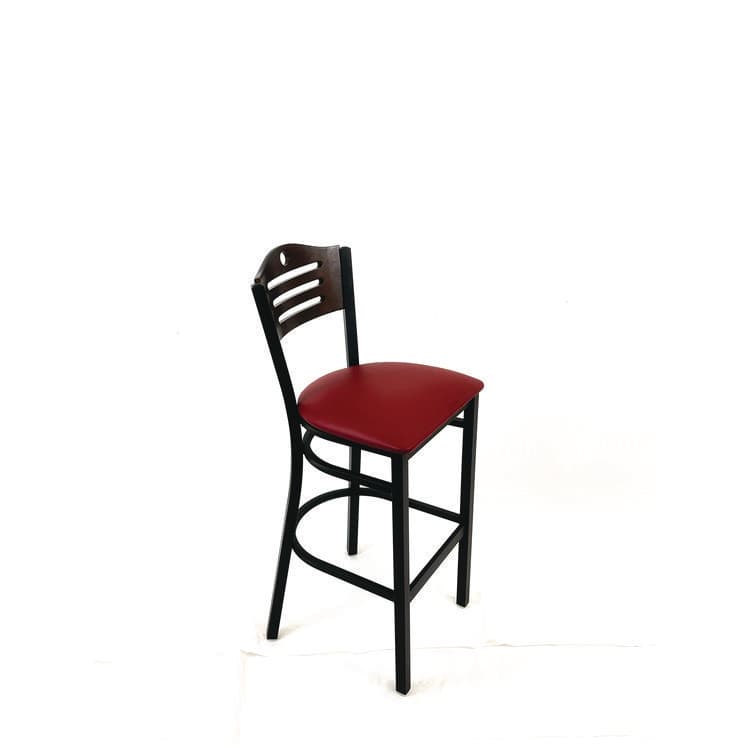 JMC FURNITURE Eagle Series Barstool, Supports Up to 300 lb, 28.5" Seat Height, Burgundy Seat, Dark Walnut Back, Black Base (JMCEBBVBURC) thumbnail 3