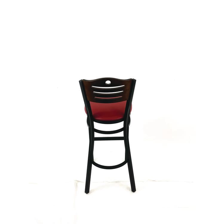 JMC FURNITURE Eagle Series Barstool, Supports Up to 300 lb, 28.5" Seat Height, Burgundy Seat, Dark Walnut Back, Black Base (JMCEBBVBURC) thumbnail 4