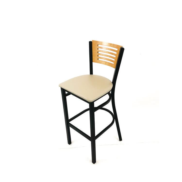 JMC FURNITURE Jones River Series Barstool, Supports Up to 300 lb, 28.5" Seat Height, Taupe Seat, Natural Back, Black Base (JMCJRBBVTAUD) thumbnail 2