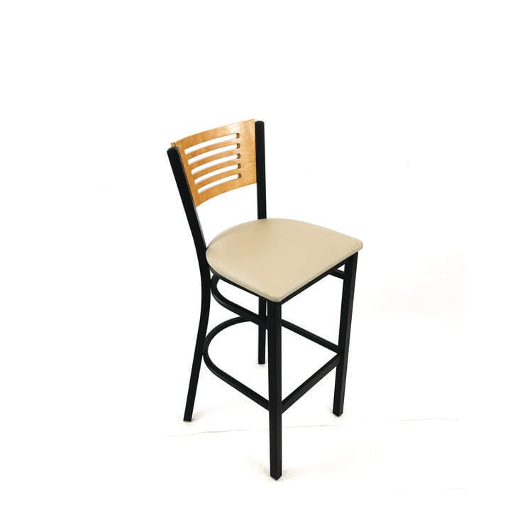 JMC FURNITURE Jones River Series Barstool, Supports Up to 300 lb, 28.5" Seat Height, Taupe Seat, Natural Back, Black Base (JMCJRBBVTAUD) thumbnail 3