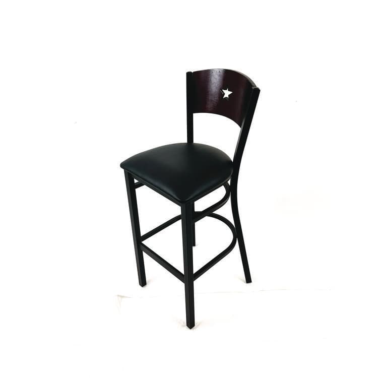 JMC FURNITURE Liberty Series Barstool, Supports Up to 300 lb, 28.5" Seat Height, Black Seat, Dark Mahogany Back, Black Base (JMCLBBVBLKB) thumbnail 2