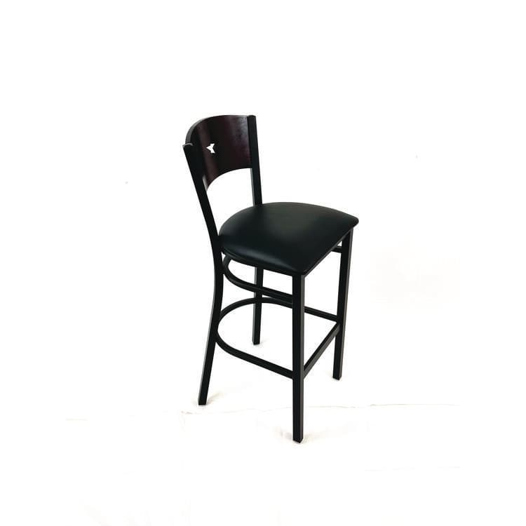 JMC FURNITURE Liberty Series Barstool, Supports Up to 300 lb, 28.5" Seat Height, Black Seat, Dark Mahogany Back, Black Base (JMCLBBVBLKB) thumbnail 3