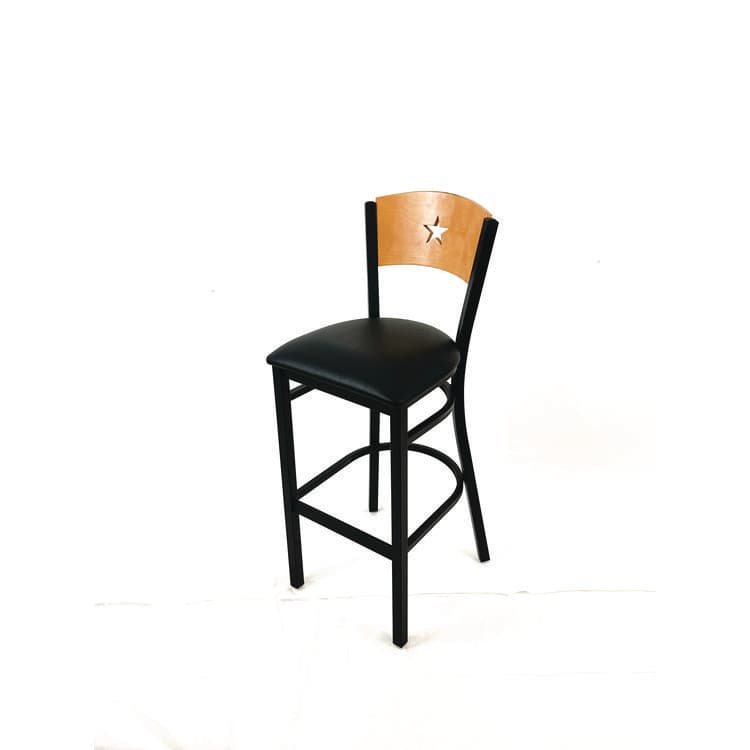 JMC FURNITURE Liberty Series Barstool, Supports Up to 300 lb, 28.5" Seat Height, Black Seat, Natural Back, Black Base (JMCLBBVBLKD) thumbnail 2
