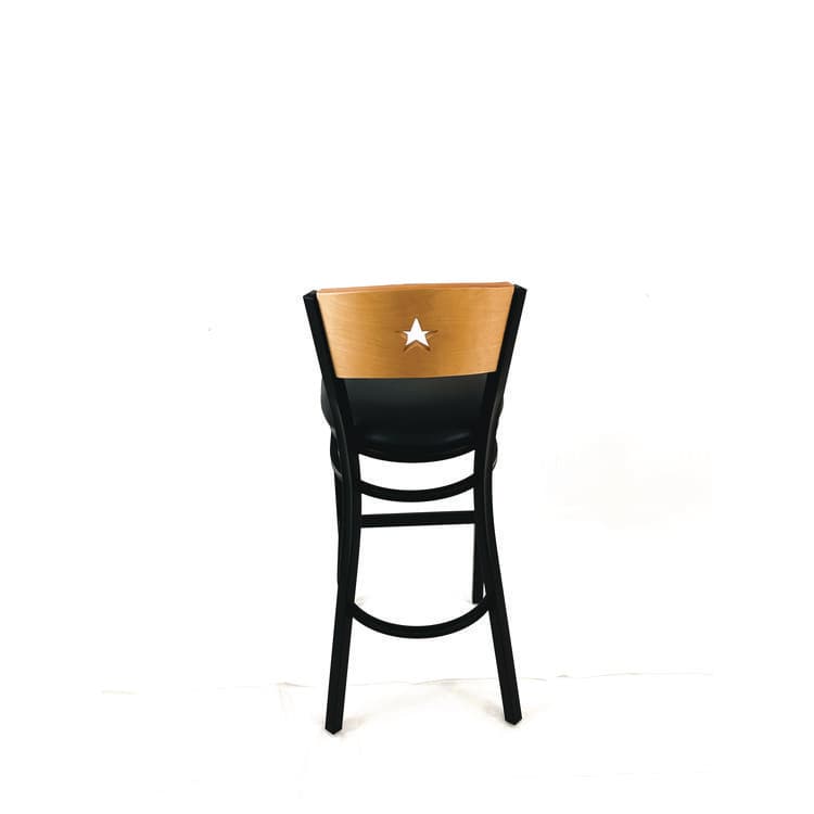 JMC FURNITURE Liberty Series Barstool, Supports Up to 300 lb, 28.5" Seat Height, Black Seat, Natural Back, Black Base (JMCLBBVBLKD) thumbnail 4