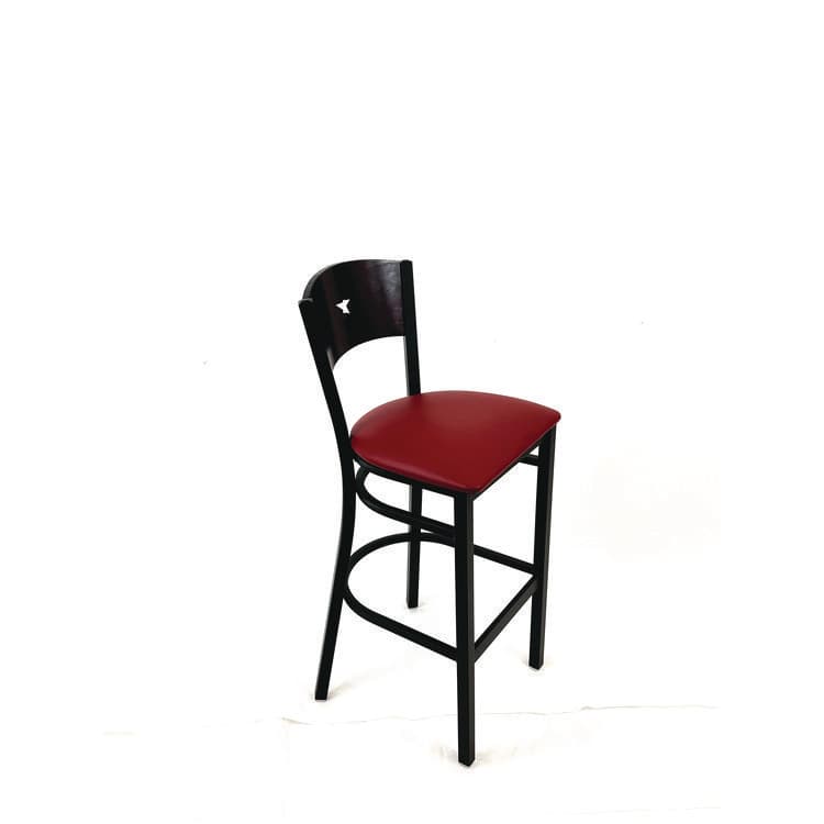 JMC FURNITURE Liberty Series Barstool, Supports Up to 300 lb, 28.5" Seat Height, Burgundy Seat, Dark Mahogany Back, Black Base (JMCLBBVBURB) thumbnail 3