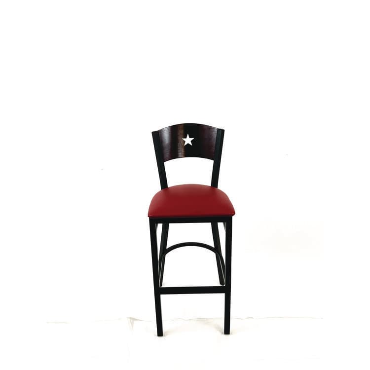 JMC FURNITURE Liberty Series Barstool, Supports Up to 300 lb, 28.5" Seat Height, Burgundy Seat, Dark Mahogany Back, Black Base (JMCLBBVBURB)