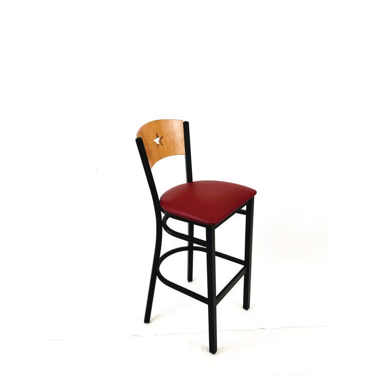 JMC FURNITURE Liberty Series Barstool, Supports Up to 300 lb, 28.5" Seat Height, Burgundy Seat, Natural Back, Black Base (JMCLBBVBURD) thumbnail 3