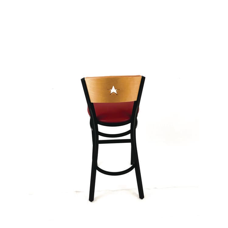 JMC FURNITURE Liberty Series Barstool, Supports Up to 300 lb, 28.5" Seat Height, Burgundy Seat, Natural Back, Black Base (JMCLBBVBURD) thumbnail 4