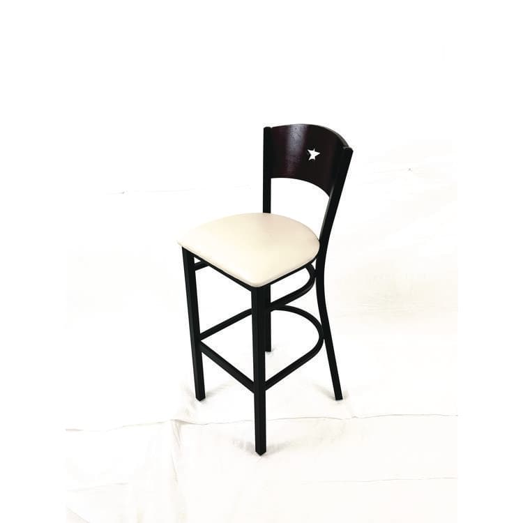 JMC FURNITURE Liberty Series Barstool, Supports Up to 300 lb, 28.5" Seat Height, Cream Seat, Dark Mahogany Back, Black Base (JMCLBBVCRMB) thumbnail 2