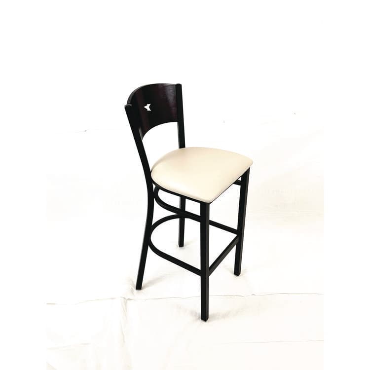 JMC FURNITURE Liberty Series Barstool, Supports Up to 300 lb, 28.5" Seat Height, Cream Seat, Dark Mahogany Back, Black Base (JMCLBBVCRMB) thumbnail 3