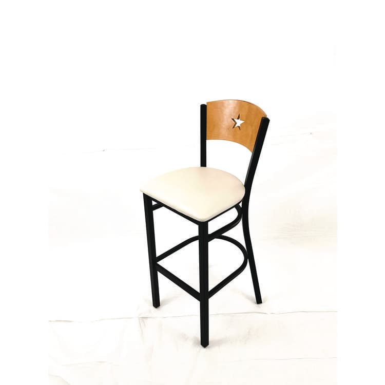 JMC FURNITURE Liberty Series Barstool, Supports Up to 300 lb, 28.5" Seat Height, Cream Seat, Natural Back, Black Base (JMCLBBVCRMD) thumbnail 2