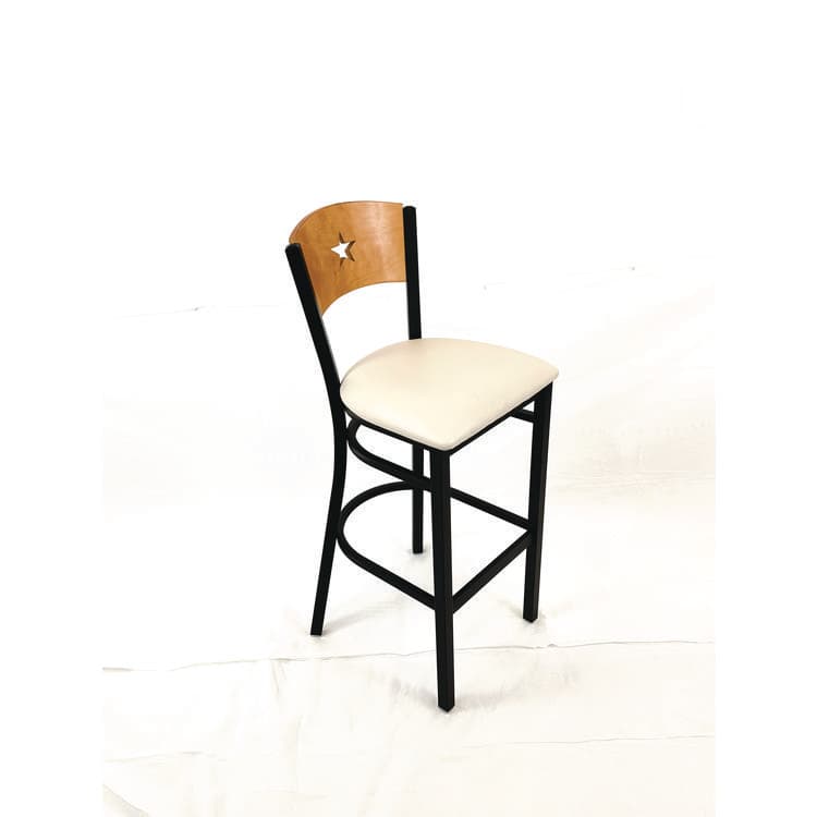 JMC FURNITURE Liberty Series Barstool, Supports Up to 300 lb, 28.5" Seat Height, Cream Seat, Natural Back, Black Base (JMCLBBVCRMD) thumbnail 3