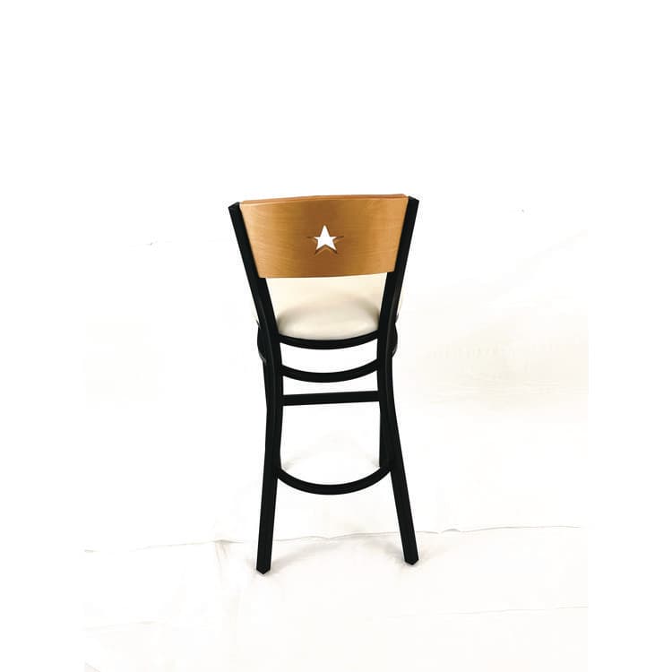 JMC FURNITURE Liberty Series Barstool, Supports Up to 300 lb, 28.5" Seat Height, Cream Seat, Natural Back, Black Base (JMCLBBVCRMD) thumbnail 4