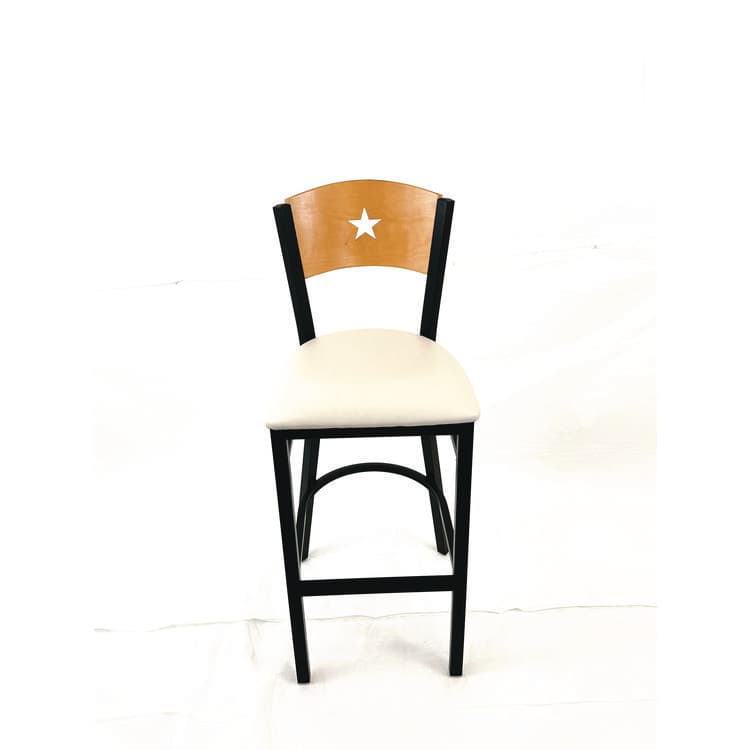 JMC FURNITURE Liberty Series Barstool, Supports Up to 300 lb, 28.5" Seat Height, Cream Seat, Natural Back, Black Base (JMCLBBVCRMD)