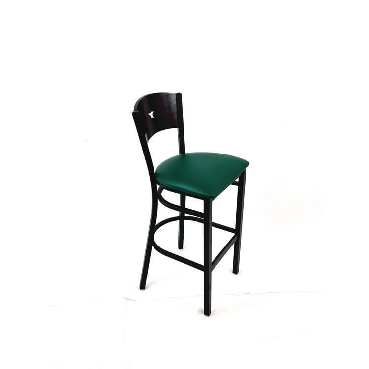 JMC FURNITURE Liberty Series Barstool, Supports Up to 300 lb, 28.5" Seat Height, Green Seat, Dark Mahogany Back, Black Base (JMCLBBVGRNB) thumbnail 3