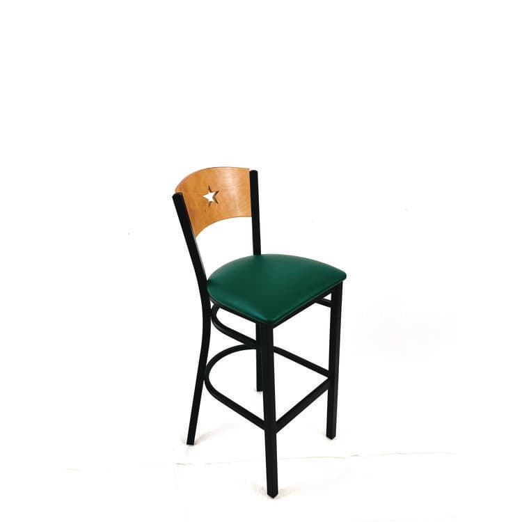 JMC FURNITURE Liberty Series Barstool, Supports Up to 300 lb, 28.5" Seat Height, Green Seat, Natural Back, Black Base (JMCLBBVGRND) thumbnail 3