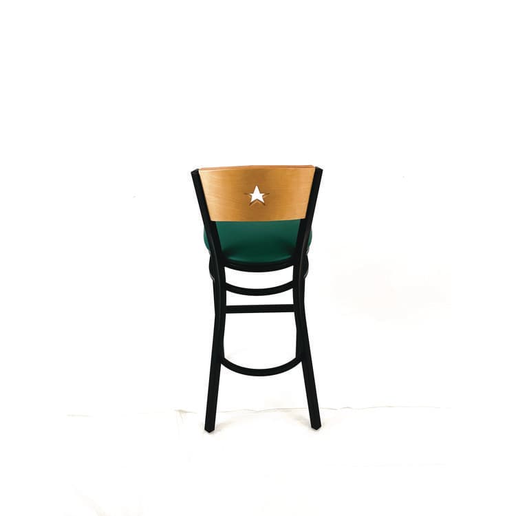JMC FURNITURE Liberty Series Barstool, Supports Up to 300 lb, 28.5" Seat Height, Green Seat, Natural Back, Black Base (JMCLBBVGRND) thumbnail 4