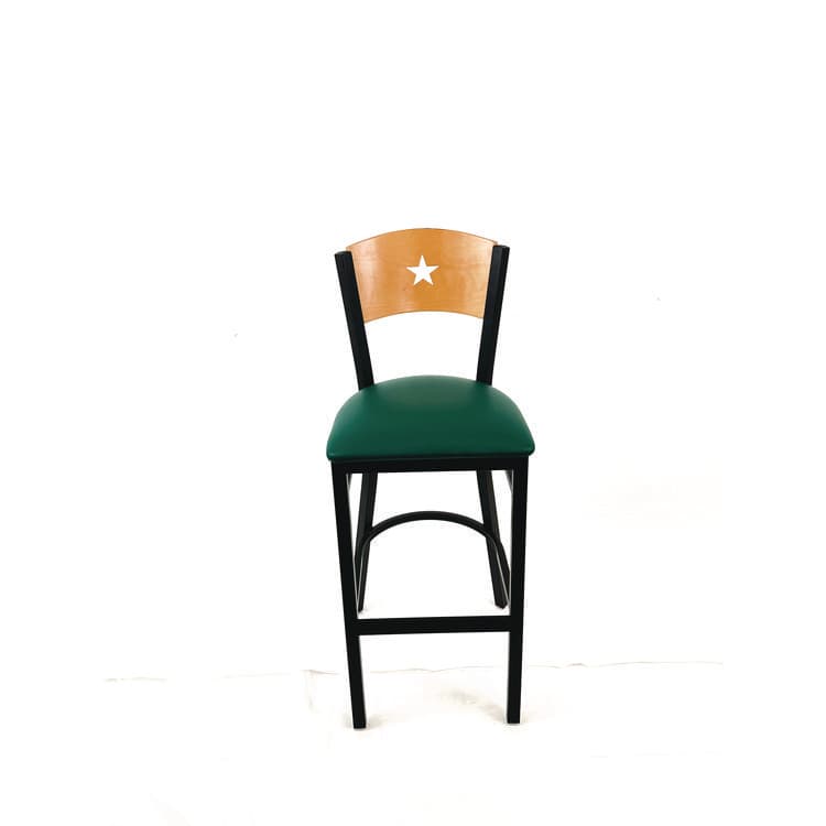 JMC FURNITURE Liberty Series Barstool, Supports Up to 300 lb, 28.5" Seat Height, Green Seat, Natural Back, Black Base (JMCLBBVGRND)