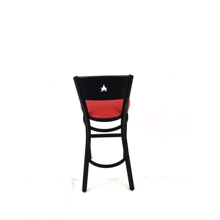 JMC FURNITURE Liberty Series Barstool, Supports Up to 300 lb, 28.5" Seat Height, Red Seat, Dark Mahogany Back, Black Base (JMCLBBVREDB) thumbnail 4