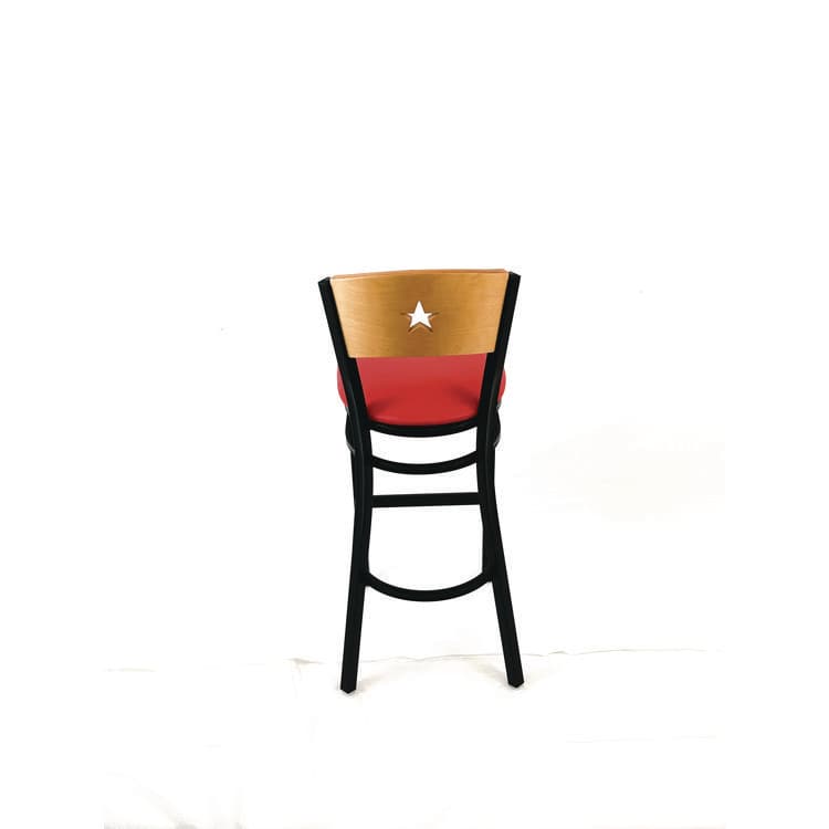 JMC FURNITURE Liberty Series Barstool, Supports Up to 300 lb, 28.5" Seat Height, Red Seat, Natural Back, Black Base (JMCLBBVREDD) thumbnail 4