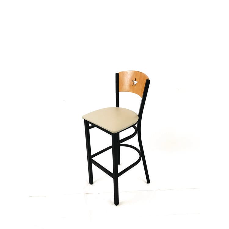 JMC FURNITURE Liberty Series Barstool, Supports Up to 300 lb, 28.5" Seat Height, Taupe Seat, Natural Back, Black Base (JMCLBBVTAUD) thumbnail 2