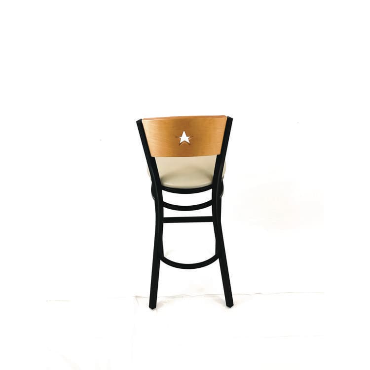 JMC FURNITURE Liberty Series Barstool, Supports Up to 300 lb, 28.5" Seat Height, Taupe Seat, Natural Back, Black Base (JMCLBBVTAUD) thumbnail 4