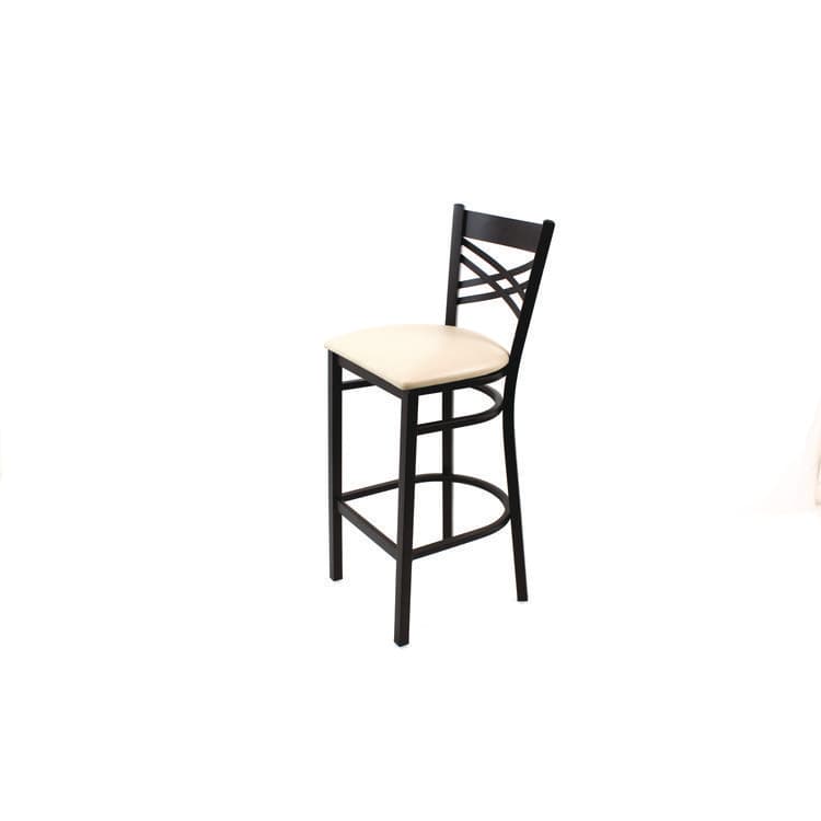 JMC FURNITURE X Series Barstool, Supports Up to 300 lb, 29.5" Seat Height, Cream Seat, Black Back, Black Base (JMCXBSBVSCRM) thumbnail 3