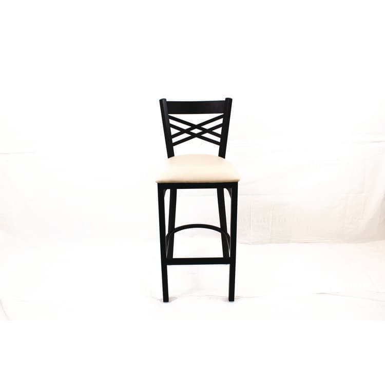 JMC FURNITURE X Series Barstool, Supports Up to 300 lb, 29.5" Seat Height, Cream Seat, Black Back, Black Base (JMCXBSBVSCRM)