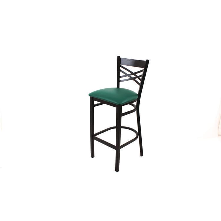 JMC FURNITURE X Series Barstool, Supports Up to 300 lb, 29.5" Seat Height, Green Seat, Black Back, Black Base (JMCXBSBVSGRN) thumbnail 3