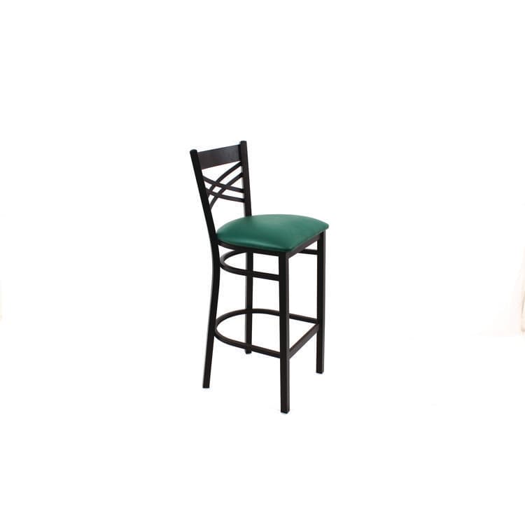 JMC FURNITURE X Series Barstool, Supports Up to 300 lb, 29.5" Seat Height, Green Seat, Black Back, Black Base (JMCXBSBVSGRN) thumbnail 4