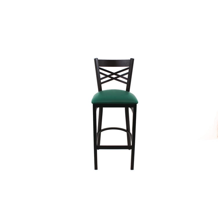 JMC FURNITURE X Series Barstool, Supports Up to 300 lb, 29.5" Seat Height, Green Seat, Black Back, Black Base (JMCXBSBVSGRN)