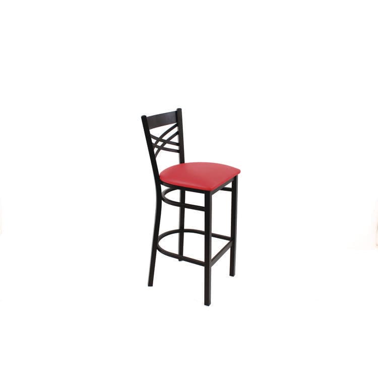 JMC FURNITURE X Series Barstool, Supports Up to 300 lb, 29.5" Seat Height, Red Seat, Black Back, Black Base (JMCXBSBVSRED) thumbnail 4