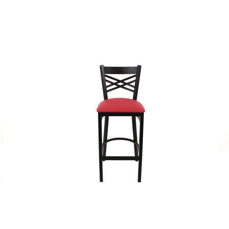 JMC FURNITURE X Series Barstool, Supports Up to 300 lb, 29.5" Seat Height, Red Seat, Black Back, Black Base (JMCXBSBVSRED)