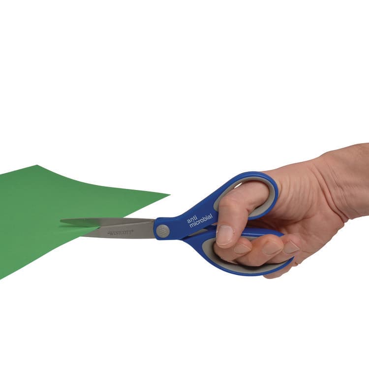 EVERSHARP PEN CO. Scissors with Antimicrobial Protection, 8" Long, 3.25" Cut Length, Straight Blue/Gray Handle, 2/Pack (ACM17836) thumbnail 4