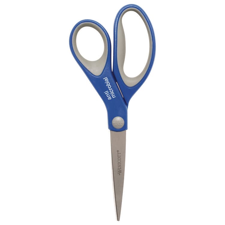 EVERSHARP PEN CO. Scissors with Antimicrobial Protection, 8" Long, 3.25" Cut Length, Straight Blue/Gray Handle, 3/Pack (ACM17837)