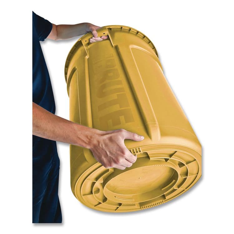 RUBBERMAID COMMERCIAL PROD. Vented Round Brute Container, 10 gal, Plastic, Yellow (RCPFG261000YEL) thumbnail 2