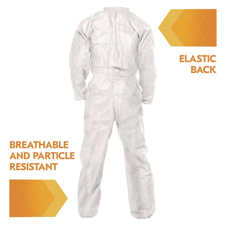 KIMBERLY-CLARK PROFESSIONAL A20 Breathable Particle Protection Coveralls, Zip Front, Elastic Back, Wrists, Ankles, 3X-Large, White, 20/Carton (ANS49106) thumbnail 3